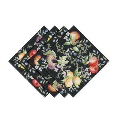 Laural Home Tuscan Fruit Sketch 20" X 20" Napkin In Black
