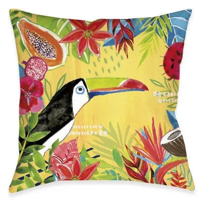 Laural Home Tutti Fruity Toucan Floral Throw Pillow In Multi