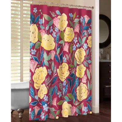 Laural Home Unbound Blossoms Single Shower Curtain In Red;yellow