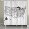 Laural Home Us Map Black & White Shower Curtain In Black