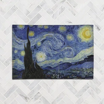 Laural Home Vincent Van Goghs Starry Night Vincent Van Goghs Starry Night Chenille Rug In Blue,black