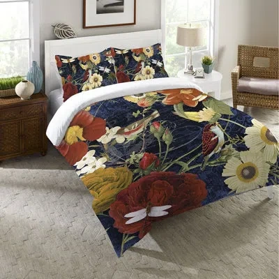 Laural Home Vintage Floral Comforter In Navy Blue,red
