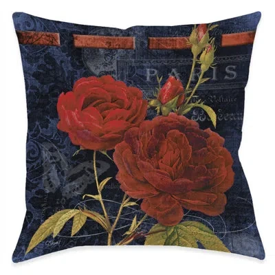 Laural Home Vintage Floral Parisian Garden Outdoor Decorative Pillow In Multi
