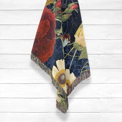 Laural Home Vintage Floral Woven Throw Blanket In Black;green;red