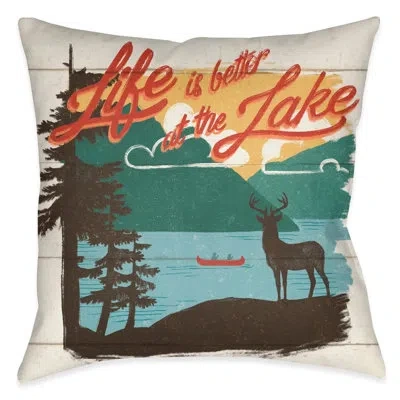 Laural Home Vintage Lakeside Polyester Throw Pillow In Blue