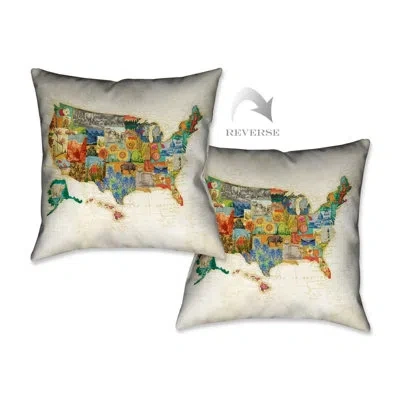 Laural Home Vintage Travel Maps Indoor Decorative Pillow In Multi