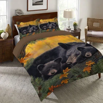 Laural Home Warm Cozy Bears Comforter Set In Blue;yellow