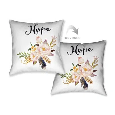Laural Home Watercolor Flowers And Hope Throw Pillow In Multi