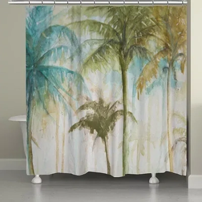 Laural Home Watercolor Palms Shower Curtain In Green