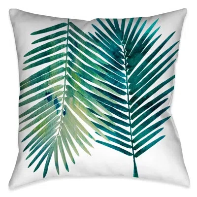 Laural Home Watercolor Teal Palms I Indoor Decorative Pillow In Multi