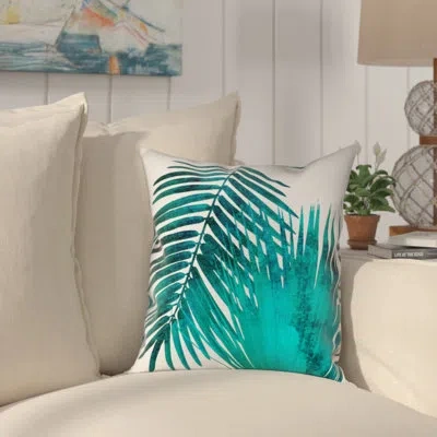 Laural Home Watercolor Teal Palms  Indoor/outdoor Throw Pillow In Multi