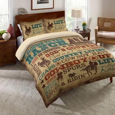 Laural Home Welcome To The Ranch Single Comforter In Blue;brown;red;beige