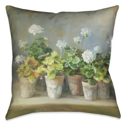 Laural Home White Geraniums Indoor Decorative Pillow