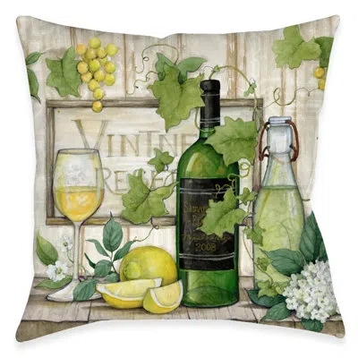 Laural Home Wine Vines And Lemons Outdoor Decorative Pillow In Multi