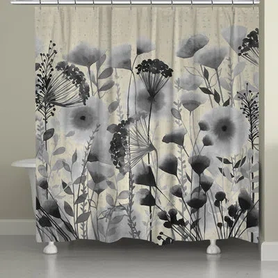 Laural Home Winsome Flora Single Shower Curtain In Gray
