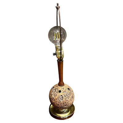 Pre-owned Laurèl 1960s Sculptural Table Desk Lamp Cork And Walnut Laurel Lamp Co In Brown