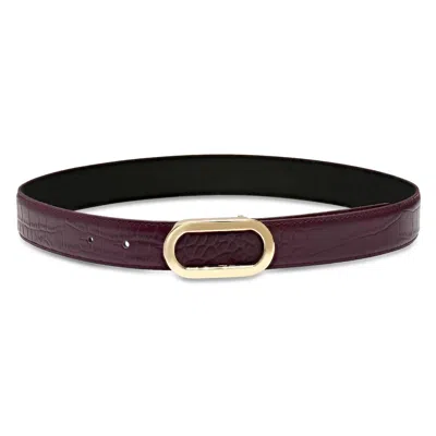 Laurel And Gold Women's Camden Belt In Burgundy Croc