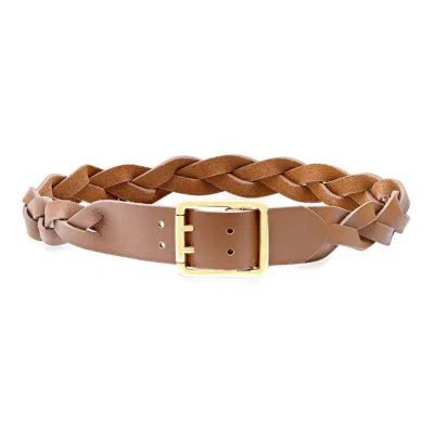 Laurel And Gold Women's Malibu Braided Leather Belt In Caramel Gold In Brown