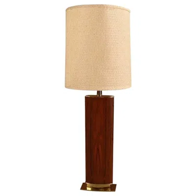 Pre-owned Laurèl Large Laurel Rosewood Solid Brass Table Lamp In Sand