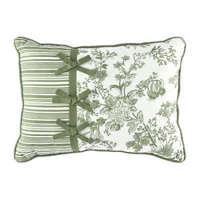 Laurel Manor Toile Garden Oblong Throw Pillow In Green