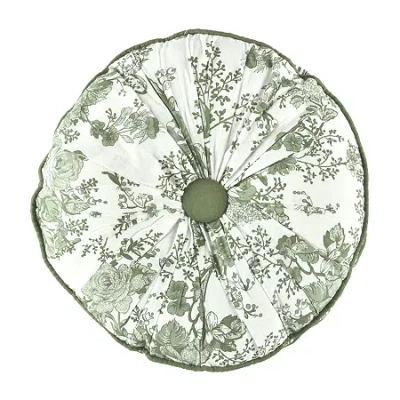 Laurel Manor Toile Garden Round Throw Pillow In Green