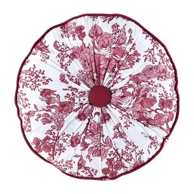 Laurel Manor Toile Garden Round Throw Pillow In Red