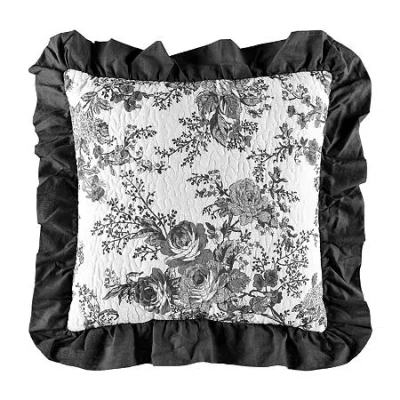 Laurel Manor Toile Garden Square Throw Pillow In Black