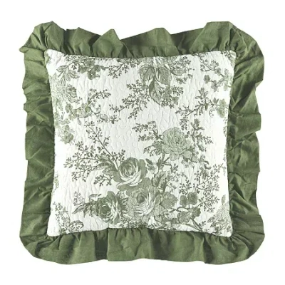 Laurel Manor Toile Garden Square Throw Pillow In Green