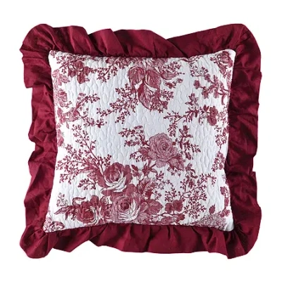 Laurel Manor Toile Garden Square Throw Pillow In Red