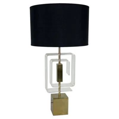 Pre-owned Laurèl Mid Century Brass & Lucite Laurel Table Lamp In Black