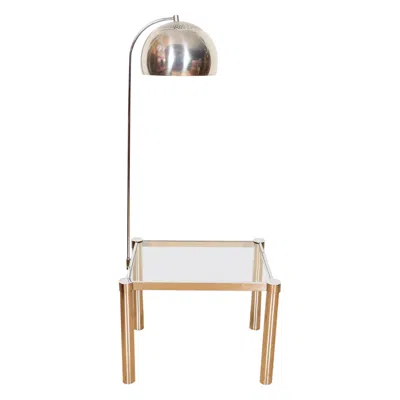 Pre-owned Laurèl Rare Laurel Midcentury Chrome Arc Lamp-table With Glass Top In Sand
