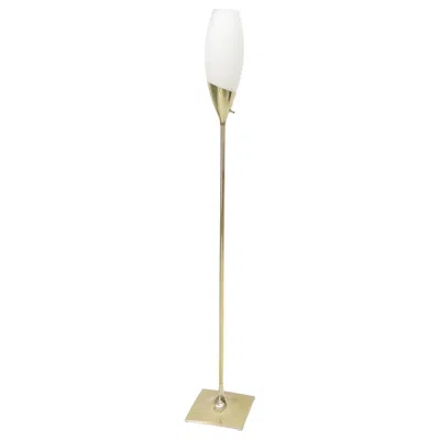 Pre-owned Laurèl Square Tulip Base Champagne Or Wine Style White Frosted Glass Floor Lamp