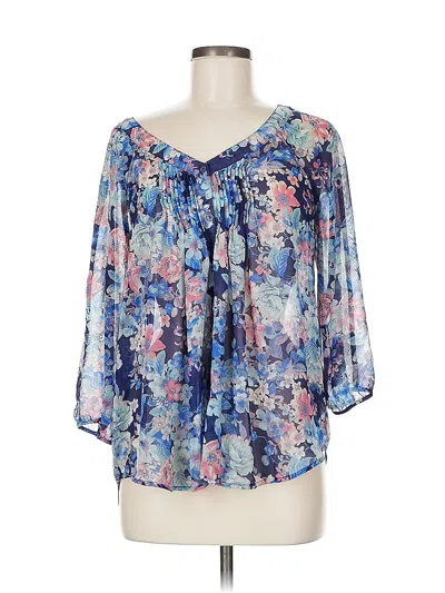 Pre-owned Lauren Conrad 3/4 Sleeve Blouse In Blue