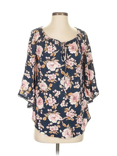 Pre-owned Lauren Conrad 3/4 Sleeve Blouse In Blue