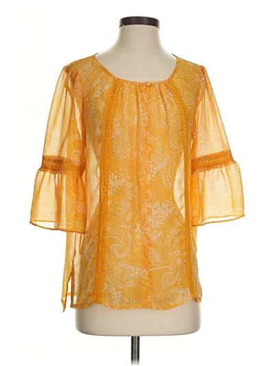 Pre-owned Lauren Conrad 3/4 Sleeve Blouse In Yellow