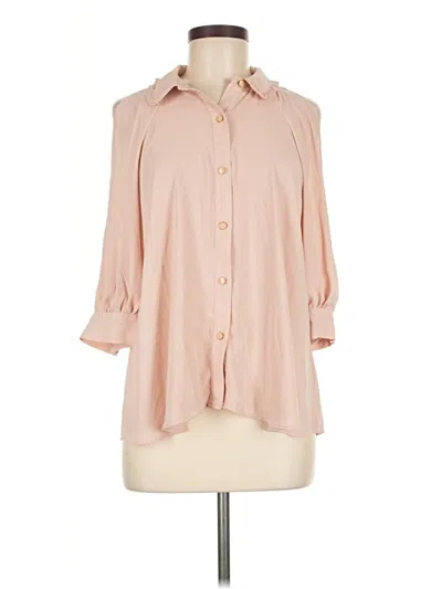 Pre-owned Lauren Conrad 3/4 Sleeve Button Down Shirt In Tan
