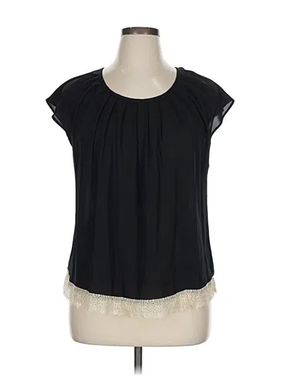 Pre-owned Lauren Conrad Short Sleeve Blouse In Black