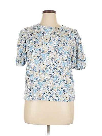 Pre-owned Lauren Conrad Short Sleeve Blouse In Blue