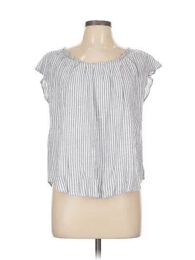 Pre-owned Lauren Conrad Short Sleeve Blouse In Silver