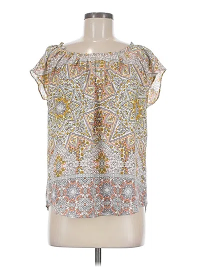 Pre-owned Lauren Conrad Short Sleeve Blouse In Silver