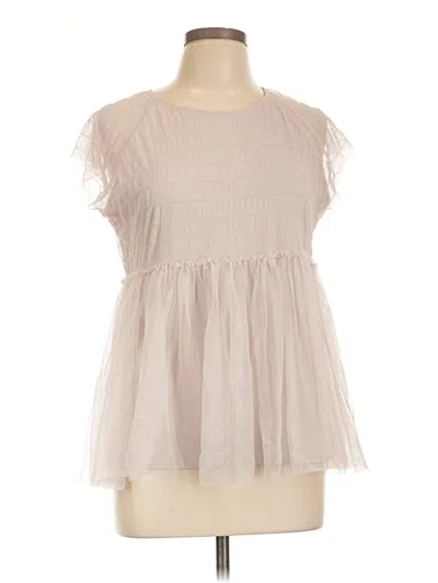 Pre-owned Lauren Conrad Short Sleeve Blouse In Tan