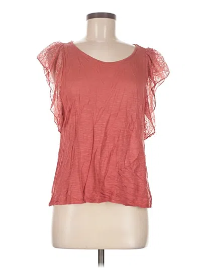 Pre-owned Lauren Conrad Short Sleeve Top Red Sweetheart Neckline Tops