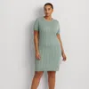 Lauren Curve Curve - Cable-knit Short-sleeve Jumper Dress In Green