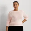 Lauren Curve Curve - Cotton-blend Crewneck Jumper In Pink