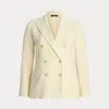 Lauren Curve Curve - Double-breasted Wool Crepe Blazer In Yellow