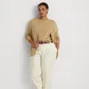 Lauren Curve Curve - Double-faced Cotton Ankle Trouser In Neutral