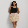 Lauren Curve Curve - Floral Crinkle Georgette Tiered Skirt In Multi