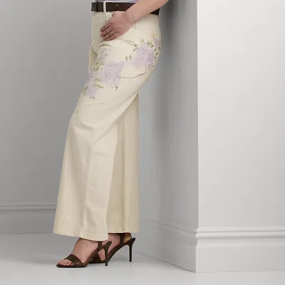 Lauren Curve Curve - Floral High-rise Wide-leg Jean In Neutral