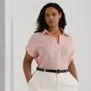 Lauren Curve Curve - Relaxed Fit Linen Short-sleeve Shirt In Pink
