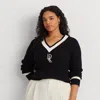 Lauren Curve Curve - Rib-knit Cotton Cricket Jumper In Black